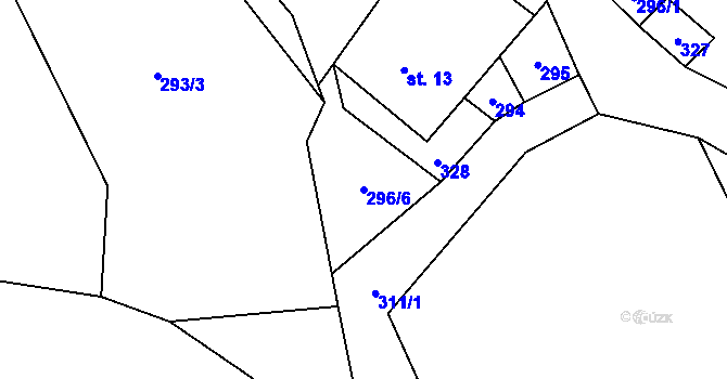 Parcela st. 296/6 v KÚ Březí u Čachrova, Katastrální mapa