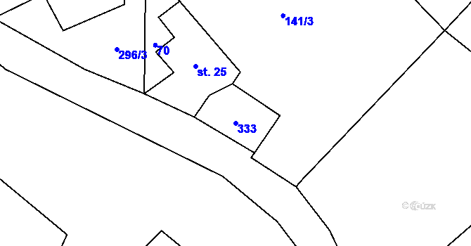 Parcela st. 333 v KÚ Březí u Čachrova, Katastrální mapa