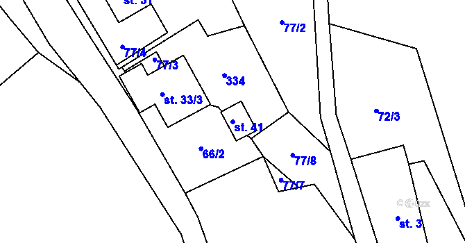 Parcela st. 41 v KÚ Březí u Čachrova, Katastrální mapa
