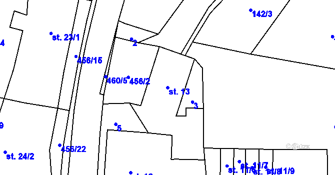 Parcela st. 13 v KÚ Čachrov, Katastrální mapa