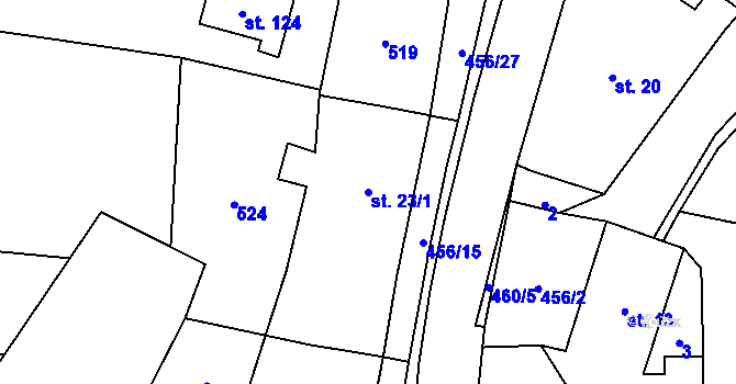 Parcela st. 23/1 v KÚ Čachrov, Katastrální mapa