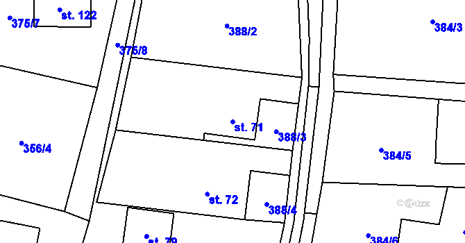 Parcela st. 71 v KÚ Čachrov, Katastrální mapa