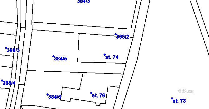 Parcela st. 74 v KÚ Čachrov, Katastrální mapa