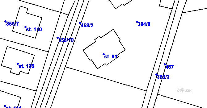 Parcela st. 91 v KÚ Čachrov, Katastrální mapa