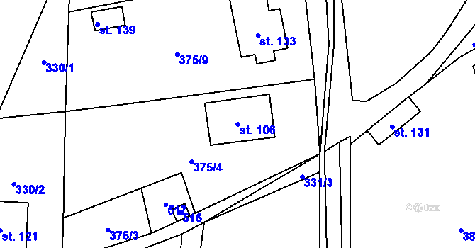 Parcela st. 106 v KÚ Čachrov, Katastrální mapa
