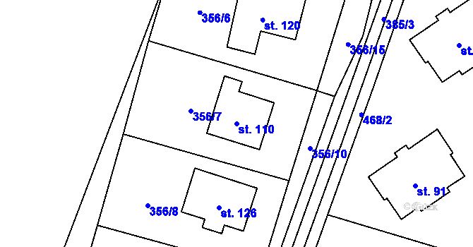 Parcela st. 110 v KÚ Čachrov, Katastrální mapa