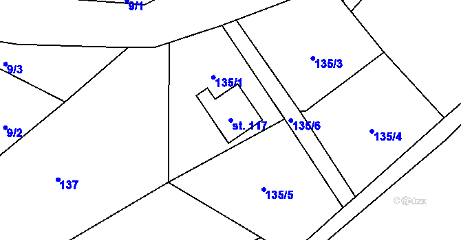 Parcela st. 117 v KÚ Čachrov, Katastrální mapa