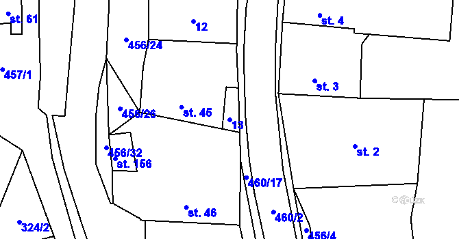 Parcela st. 13 v KÚ Čachrov, Katastrální mapa