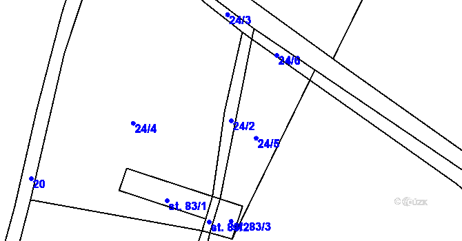 Parcela st. 24/2 v KÚ Čachrov, Katastrální mapa