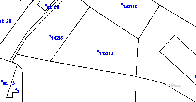 Parcela st. 142/13 v KÚ Čachrov, Katastrální mapa