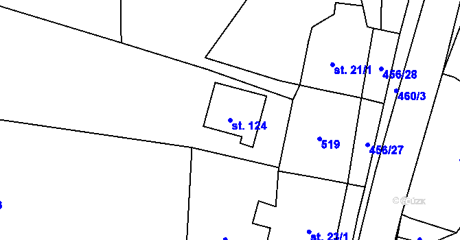 Parcela st. 124 v KÚ Čachrov, Katastrální mapa