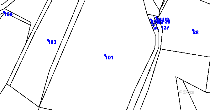 Parcela st. 101 v KÚ Čachrov, Katastrální mapa