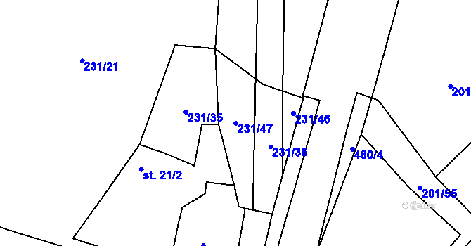 Parcela st. 231/47 v KÚ Čachrov, Katastrální mapa