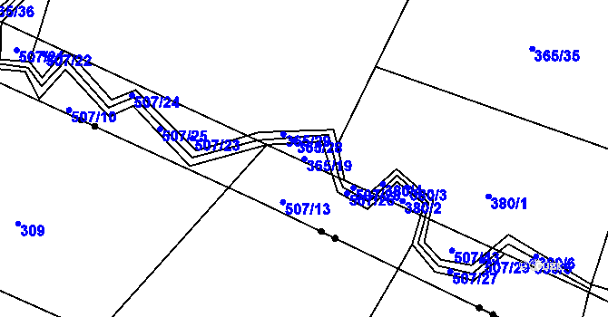 Parcela st. 365/19 v KÚ Čachrov, Katastrální mapa