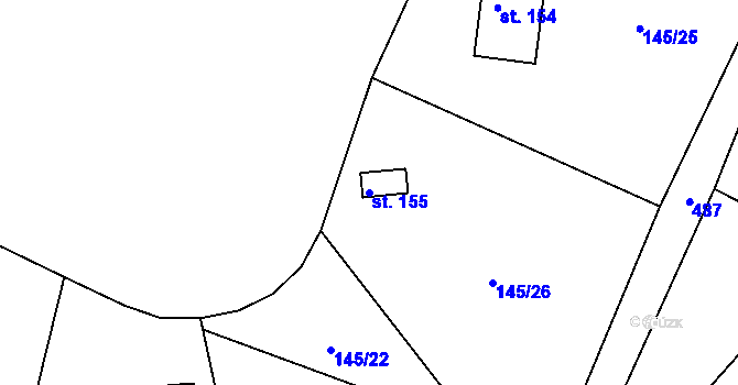Parcela st. 155 v KÚ Čachrov, Katastrální mapa