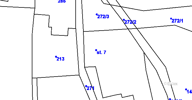 Parcela st. 7 v KÚ Chřepice, Katastrální mapa