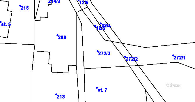 Parcela st. 272/3 v KÚ Chřepice, Katastrální mapa