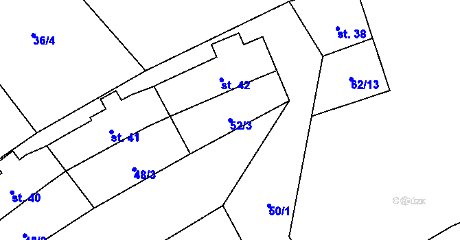Parcela st. 52/3 v KÚ Jesení, Katastrální mapa