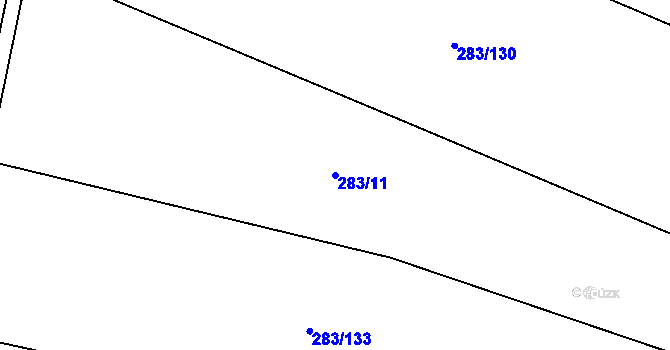 Parcela st. 283/11 v KÚ Jesení, Katastrální mapa