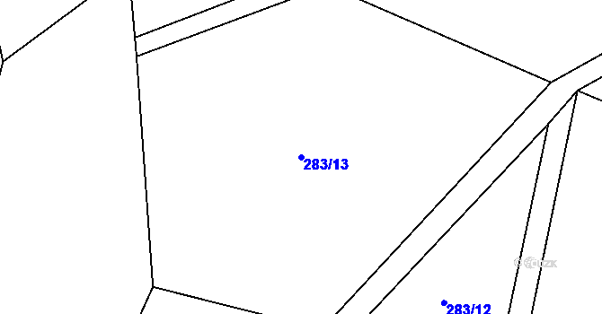 Parcela st. 283/13 v KÚ Jesení, Katastrální mapa