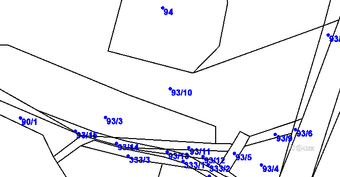 Parcela st. 93/10 v KÚ Jesení, Katastrální mapa