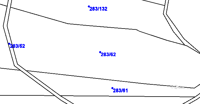 Parcela st. 283/62 v KÚ Jesení, Katastrální mapa