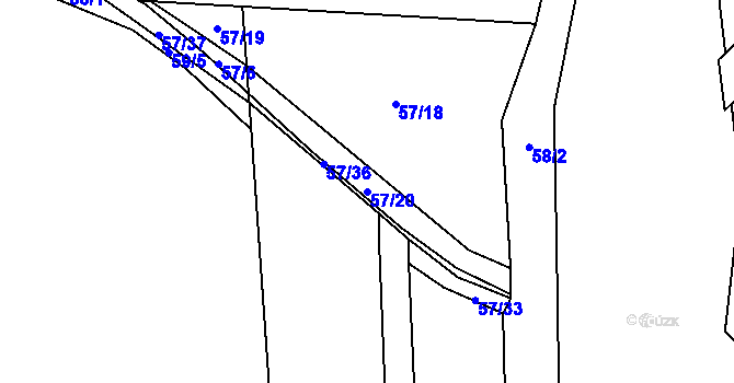 Parcela st. 57/20 v KÚ Onen Svět, Katastrální mapa