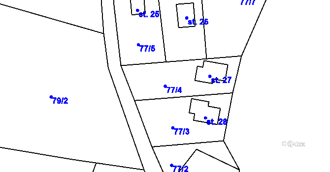 Parcela st. 77/4 v KÚ Zahrádka u Čachrova, Katastrální mapa