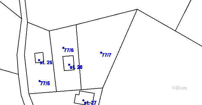 Parcela st. 77/7 v KÚ Zahrádka u Čachrova, Katastrální mapa