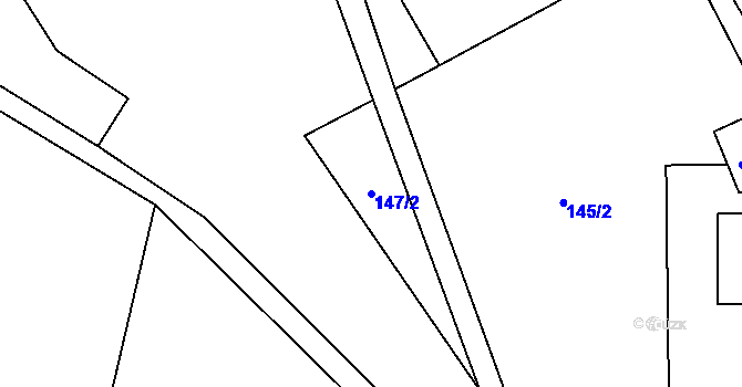 Parcela st. 147/2 v KÚ Zahrádka u Čachrova, Katastrální mapa