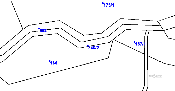 Parcela st. 240/2 v KÚ Zahrádka u Čachrova, Katastrální mapa