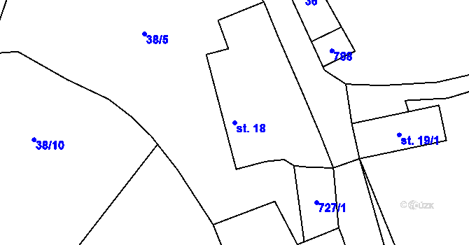 Parcela st. 18 v KÚ Čakov, Katastrální mapa