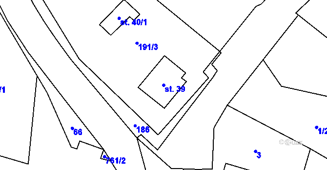 Parcela st. 39 v KÚ Čakov, Katastrální mapa