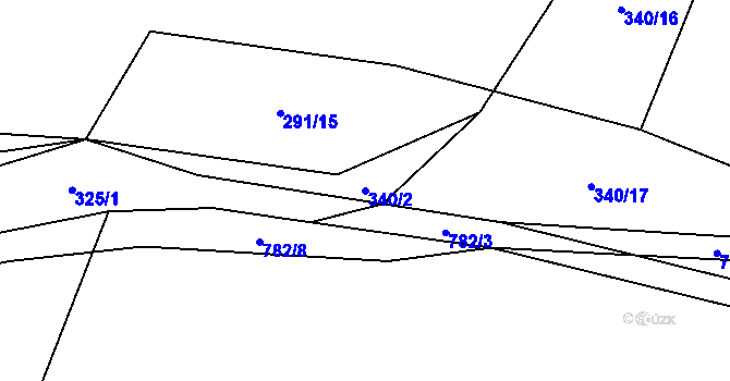 Parcela st. 340/2 v KÚ Čakov, Katastrální mapa