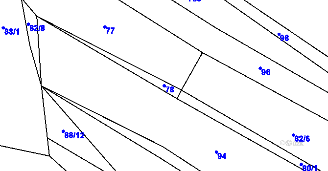 Parcela st. 78 v KÚ Čakov, Katastrální mapa