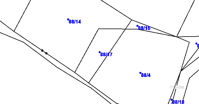 Parcela st. 88/17 v KÚ Čakov, Katastrální mapa