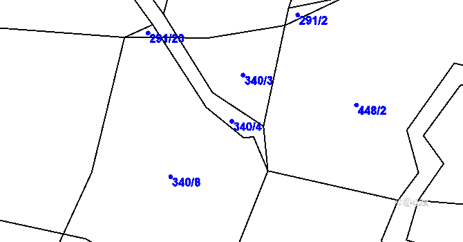 Parcela st. 340/4 v KÚ Čakov, Katastrální mapa