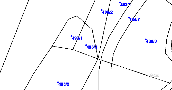 Parcela st. 493/3 v KÚ Čakov, Katastrální mapa
