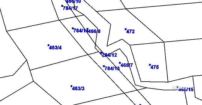 Parcela st. 784/12 v KÚ Čakov, Katastrální mapa