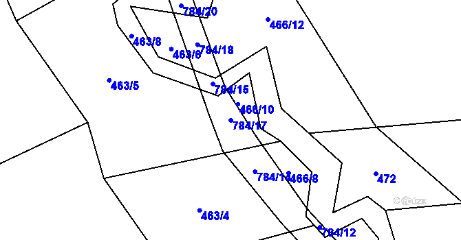 Parcela st. 784/17 v KÚ Čakov, Katastrální mapa