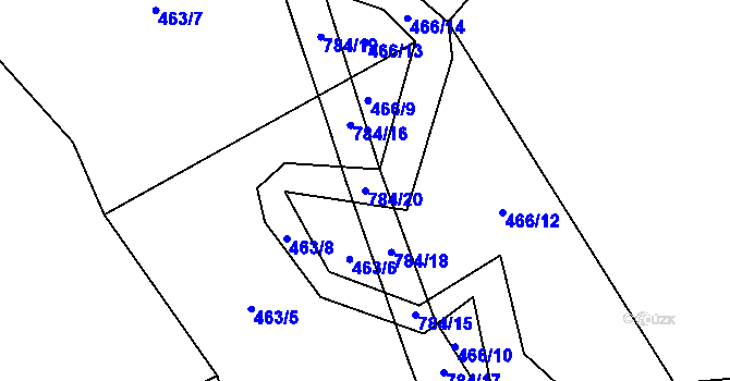 Parcela st. 784/20 v KÚ Čakov, Katastrální mapa