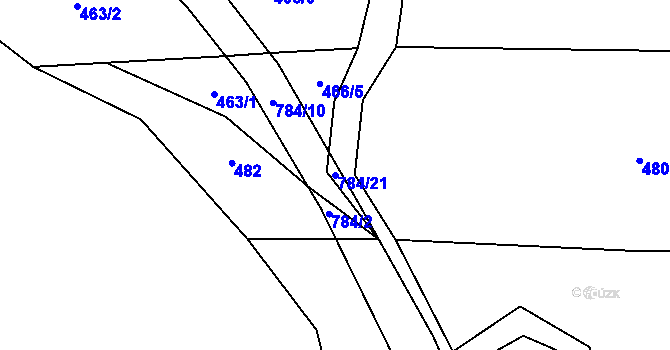 Parcela st. 784/21 v KÚ Čakov, Katastrální mapa