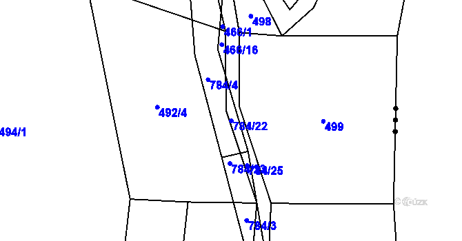 Parcela st. 784/22 v KÚ Čakov, Katastrální mapa
