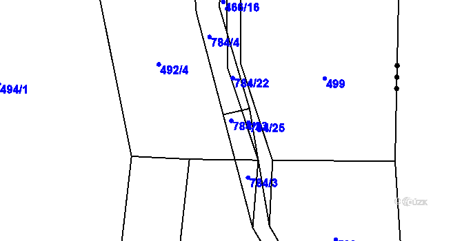Parcela st. 784/23 v KÚ Čakov, Katastrální mapa