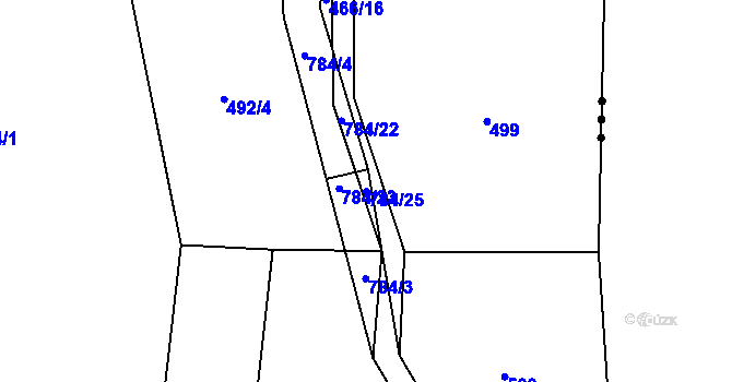 Parcela st. 784/25 v KÚ Čakov, Katastrální mapa