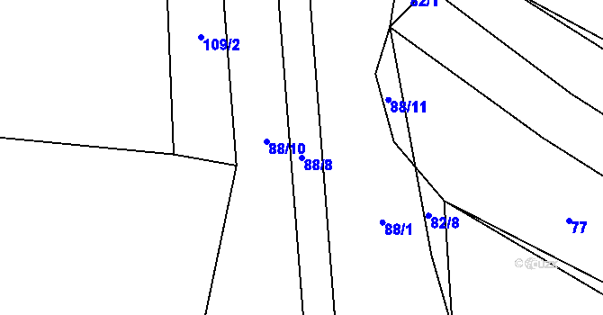 Parcela st. 88/8 v KÚ Čakov, Katastrální mapa