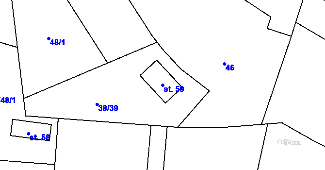 Parcela st. 59 v KÚ Čakov, Katastrální mapa