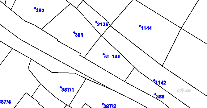 Parcela st. 141 v KÚ Čaková, Katastrální mapa