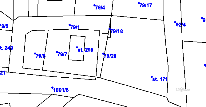 Parcela st. 79/26 v KÚ Čaková, Katastrální mapa