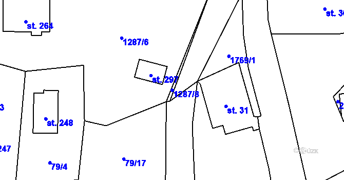 Parcela st. 1287/8 v KÚ Čaková, Katastrální mapa